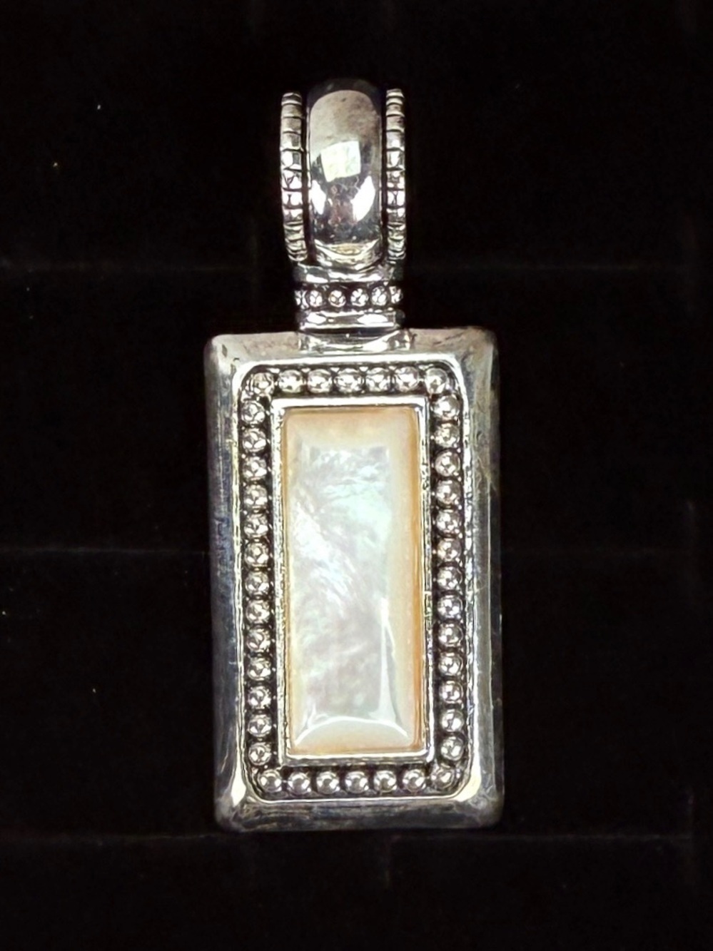 Elegant Silvertone and Faux Pearl Accent Pendant